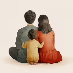 a group of three children sitting on top of a floor