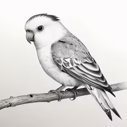 a white bird perched on a branch with his eyes open