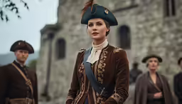 some people that are wearing old time fashion