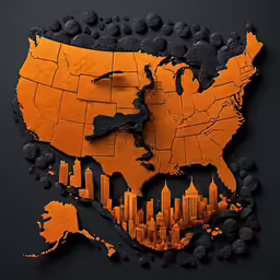 a wooden carving map of the united states