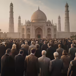 people standing near the tajweeda in a large courtyard