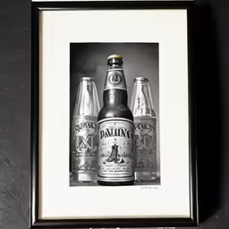 a black and white picture of two bottles