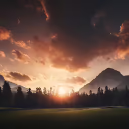 a beautiful sky above the woods and trees