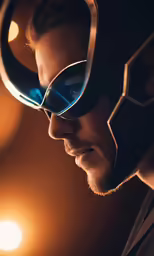 a man with glasses and a long beard staring