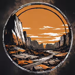 an image of a road near some mountains,an image of mountains and a road in the middle