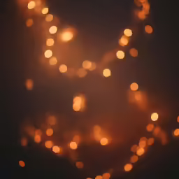 light reflecting off of a string of lights