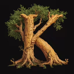 a bonsai tree with the roots reaching up from under it
