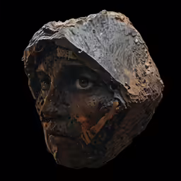 a human face on a piece of wood