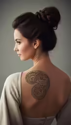a woman with back tattoos on her back