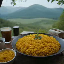 some food is served in dishes on a table