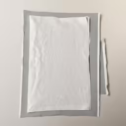 two napkins, one in grey and the other white