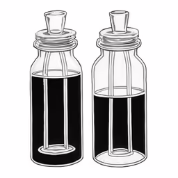 two glass containers with a water bottle and spoon