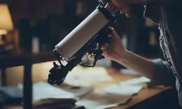 a person taking a photograph with a telescope