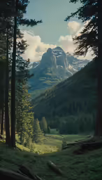 the view of a mountain range from across a meadow