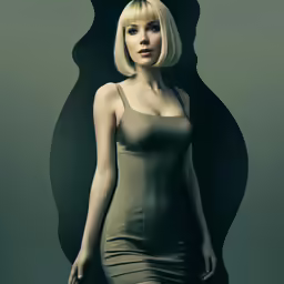 a woman with blond hair in a short dress