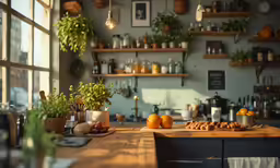 some plants in a small room with many pots