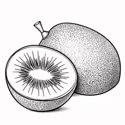 the kiwi is cut in half, and whole