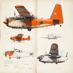 an old manual book with drawings of fighter jets