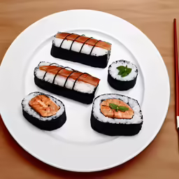 some sushi is set out on a plate