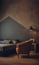 the bedroom with the bed is done in a classic style