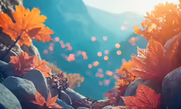 there is a view from a rocky hillside