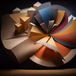a group of pieces of colored paper on top of each other