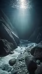 a stream in the mountains flows through it