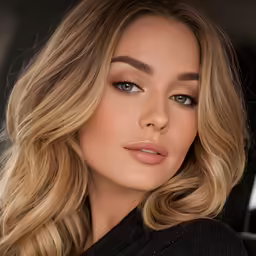 a woman with blonde hair and blue eyes