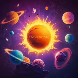 a solar system with planets around it, and the word astronomy