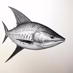 a drawing of a fish with two large long fins