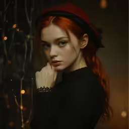 a redhead woman with red hair and blue eyes