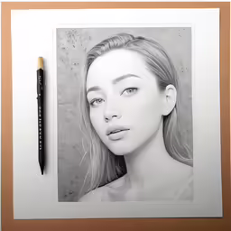 a drawing of a woman with a marker in her hand