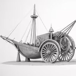 a drawing of a large ship made from wood