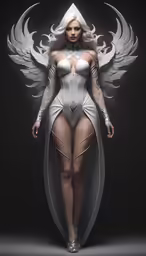 a woman dressed in a bodysuit and wings