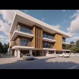 a modern architectural house with many windows and balconies