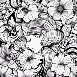 a drawing depicting a floral pattern with flowers