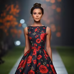 a model wears a floral dress from the spring collection