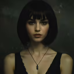 there is a woman with a necklace that has been worn