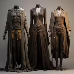 a couple of costumes sitting on top of mannequins