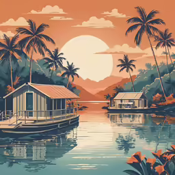 the water is flowing through a tropical country