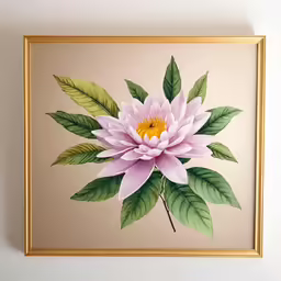 a picture of pink flowers on a tan wall