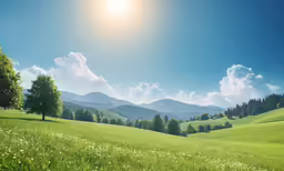a scenic view of the countryside and mountains