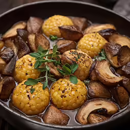 a plate filled with vegetables and mushrooms