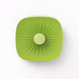 a close up of a green object with a circular design on it