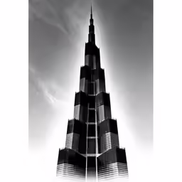 black and white photo of a large tower