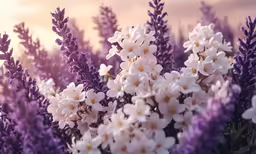 small purple and white flowers in the field