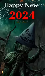 happy new year from monster hunter with green background