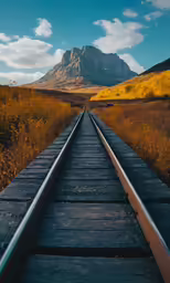 the top of a railroad line with mountains in the background