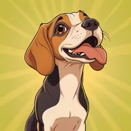 cartoonized image of a beagle with his tongue out