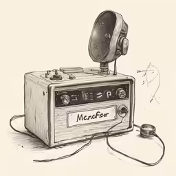 a drawing of a radio that has a light on it